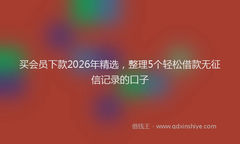 买会员下款2026年精选，整理5个轻松借款无征信记录的口子
