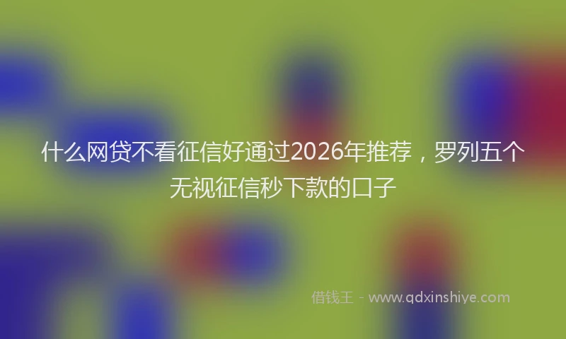 什么网贷不看征信好通过2026年推荐，罗列五个无视征信秒下款的口子