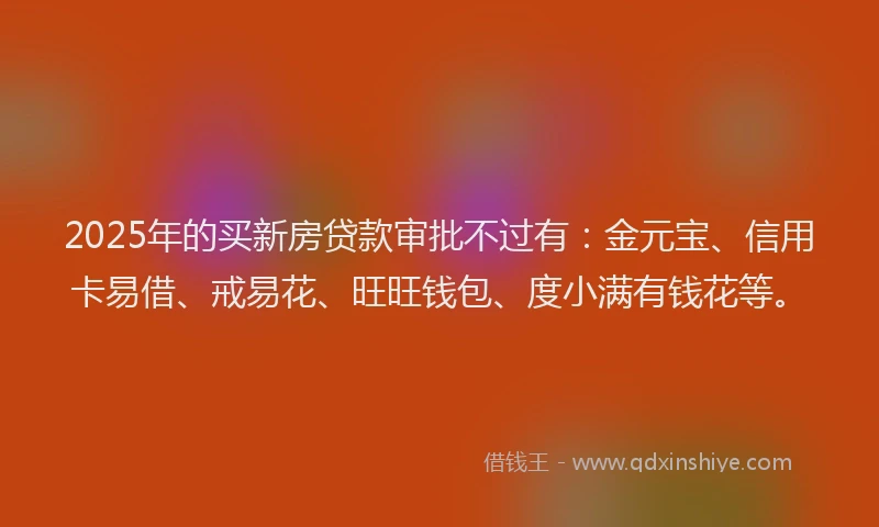 2025年的买新房贷款审批不过有：金元宝、信用卡易借、戒易花、旺旺钱包、度小满有钱花等。