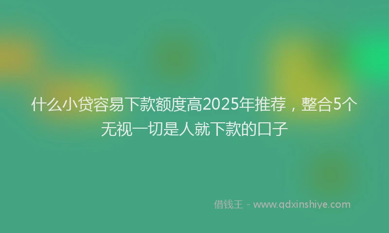 什么小贷容易下款额度高2025年推荐，整合5个无视一切是人就下款的口子