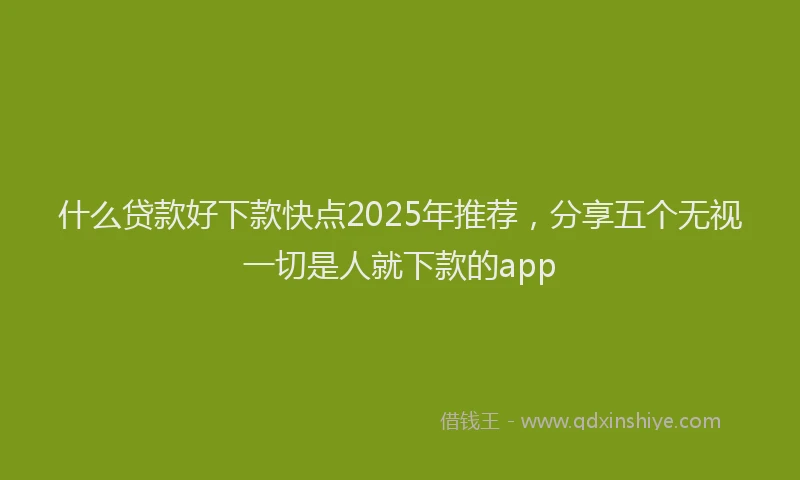 什么贷款好下款快点2025年推荐,分享五个无视一切是人就下款的app