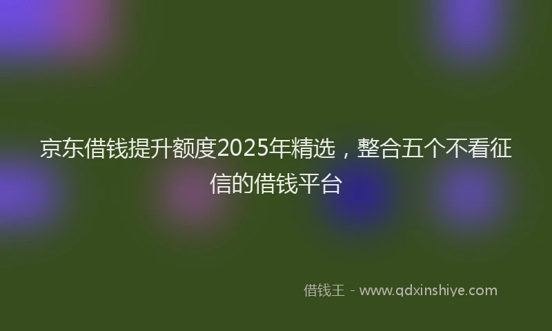 京东借钱提升额度2025年精选，整合五个不看征信的借钱平台
