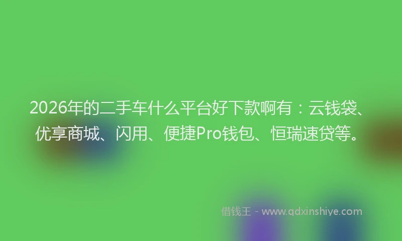 2026年的二手车什么平台好下款啊有：云钱袋、优享商城、闪用、便捷Pro钱包、恒瑞速贷等。