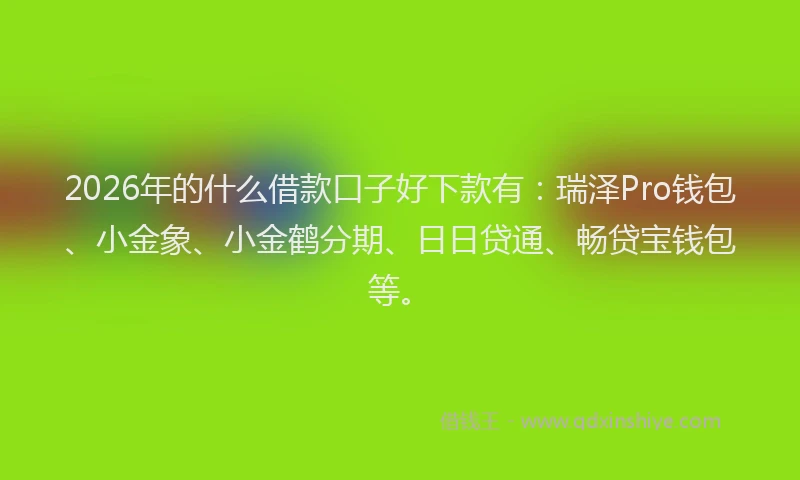 2026年的什么借款口子好下款有：瑞泽Pro钱包、小金象、小金鹤分期、日日贷通、畅贷宝钱包等。