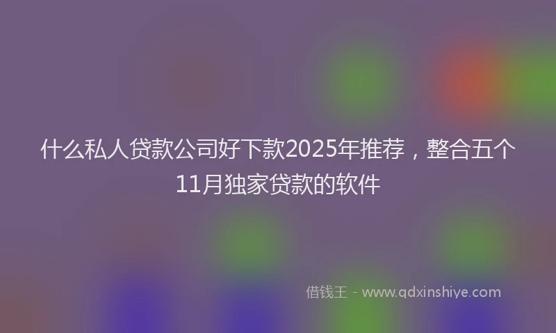 什么私人贷款公司好下款2025年推荐，整合五个11月独家贷款的软件