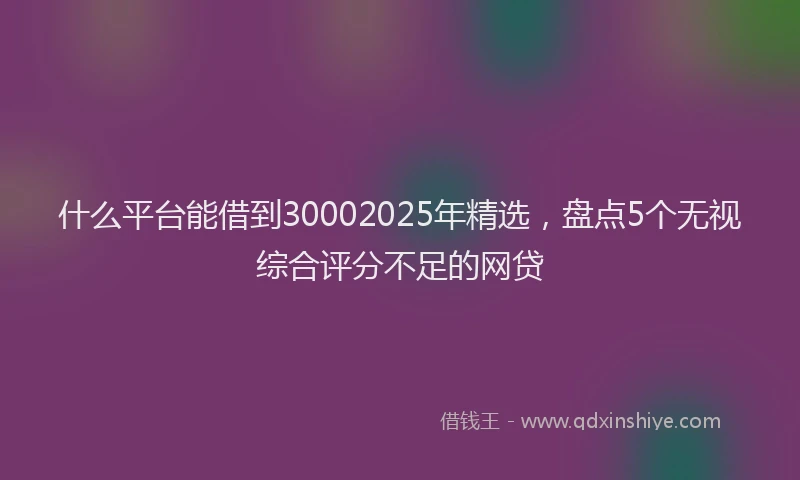 什么平台能借到30002025年精选，盘点5个无视综合评分不足的网贷