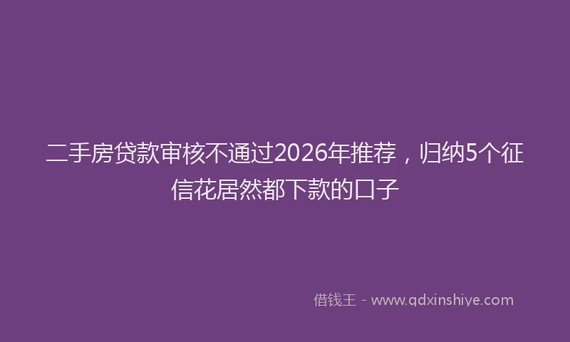 二手房贷款审核不通过2026年推荐，归纳5个征信花居然都下款的口子