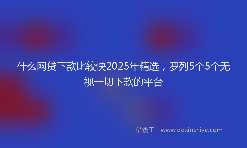 什么网贷下款比较快2025年精选，罗列5个5个无视一切下款的平台