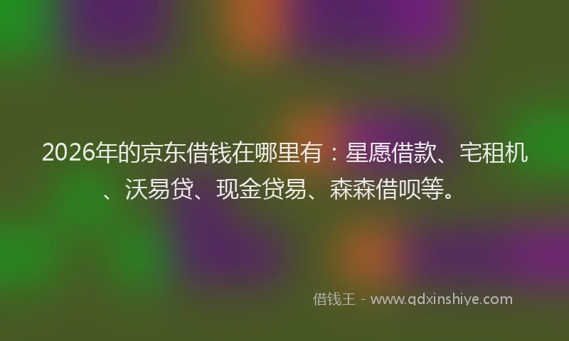 2026年的京东借钱在哪里有：星愿借款、宅租机、沃易贷、现金贷易、森森借呗等。