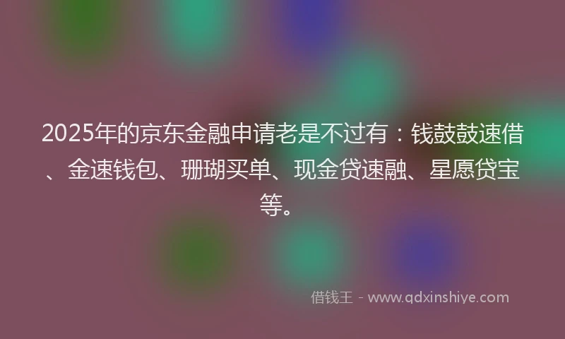 2025年的京东金融申请老是不过有：钱鼓鼓速借、金速钱包、珊瑚买单、现金贷速融、星愿贷宝等。