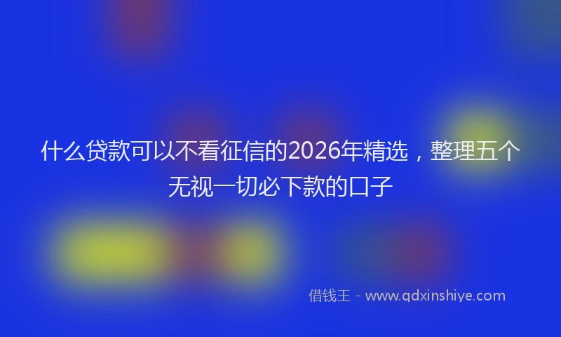 什么贷款可以不看征信的2026年精选,整理五个无视一切必下款的口子