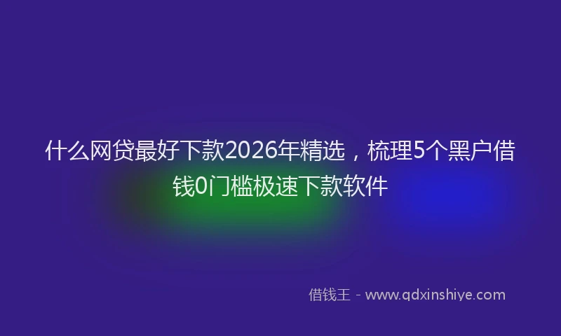 什么网贷最好下款2026年精选，梳理5个黑户借钱0门槛极速下款软件