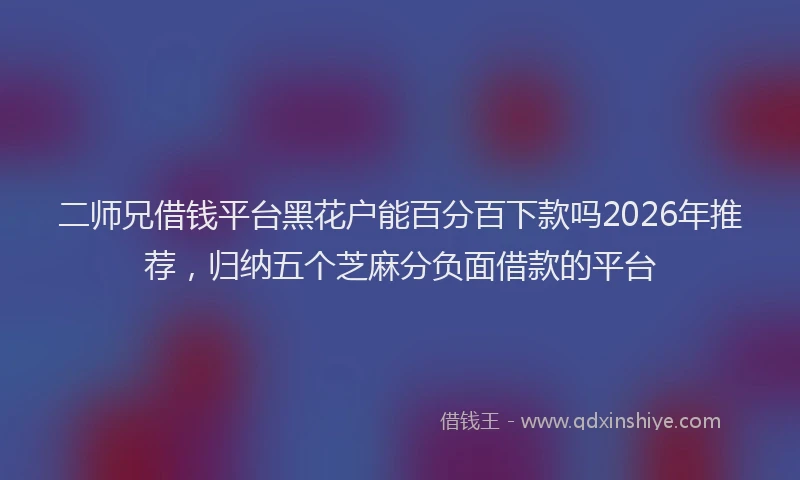 二师兄借钱平台黑花户能百分百下款吗2026年推荐,归纳五个芝麻分负面借款的平台
