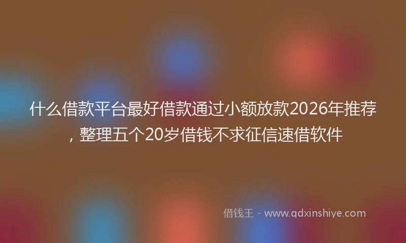 什么借款平台最好借款通过小额放款2026年推荐，整理五个20岁借钱不求征信速借软件