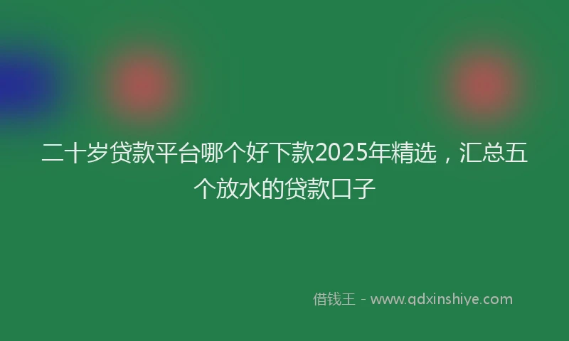 二十岁贷款平台哪个好下款2025年精选，汇总五个放水的贷款口子