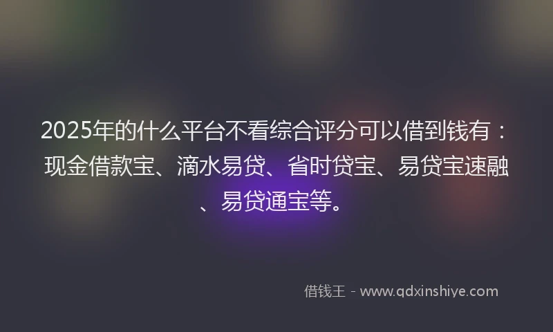 2025年的什么平台不看综合评分可以借到钱有：现金借款宝、滴水易贷、省时贷宝、易贷宝速融、易贷通宝等。