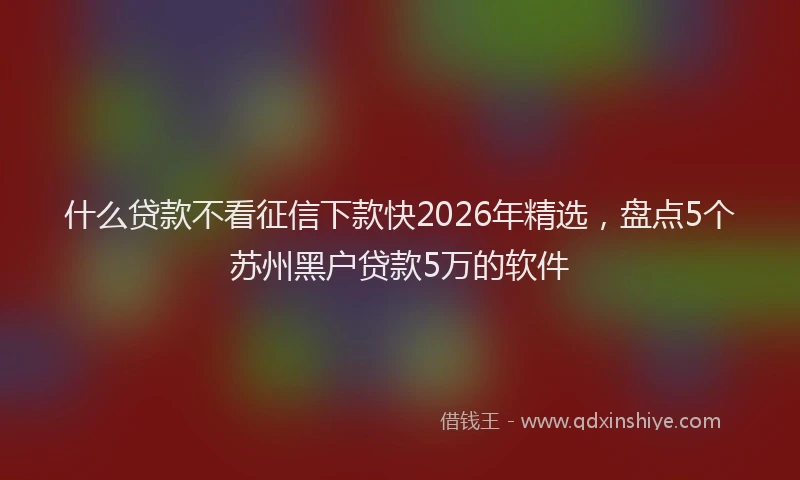 什么贷款不看征信下款快2026年精选，盘点5个苏州黑户贷款5万的软件