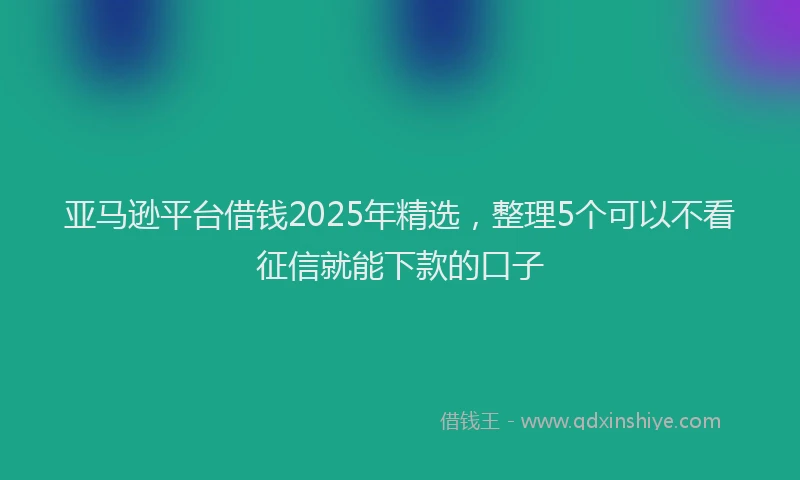 亚马逊平台借钱2025年精选，整理5个可以不看征信就能下款的口子