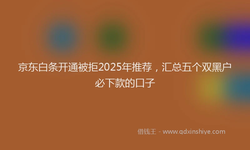 京东白条开通被拒2025年推荐，汇总五个双黑户必下款的口子