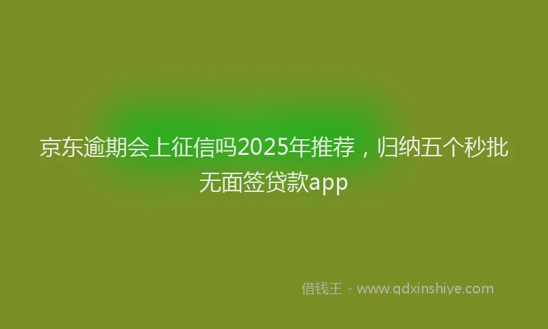 京东逾期会上征信吗2025年推荐，归纳五个秒批无面签贷款app