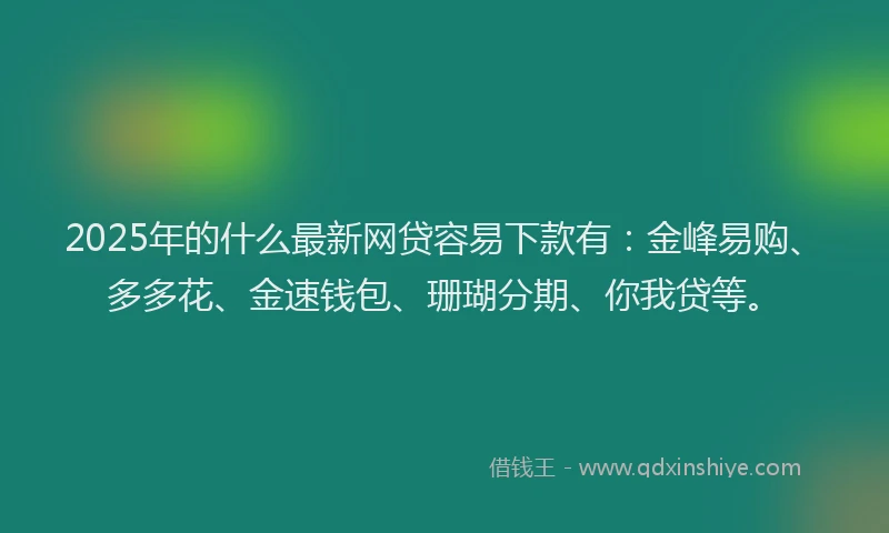 2025年的什么最新网贷容易下款有:金峰易购、多多花、金速钱包、珊瑚分期、你我贷等。