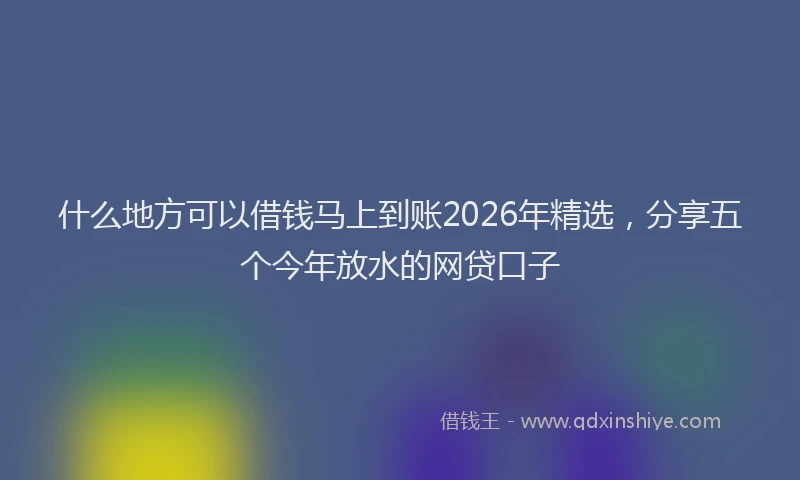 什么地方可以借钱马上到账2026年精选,分享五个今年放水的网贷口子