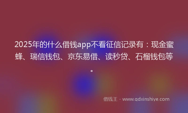 2025年的什么借钱app不看征信记录有：现金蜜蜂、瑞信钱包、京东易借、读秒贷、石榴钱包等。