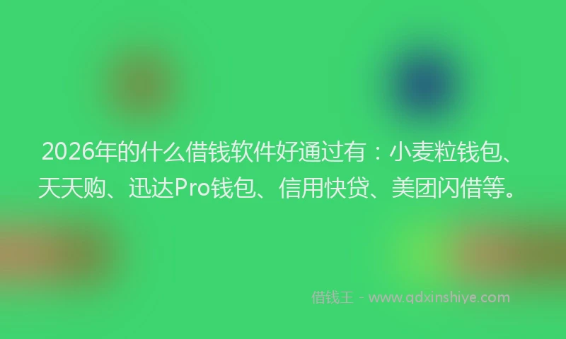 2026年的什么借钱软件好通过有：小麦粒钱包、天天购、迅达Pro钱包、信用快贷、美团闪借等。
