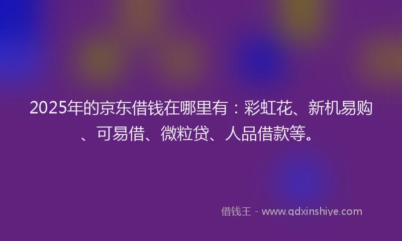 2025年的京东借钱在哪里有：彩虹花、新机易购、可易借、微粒贷、人品借款等。