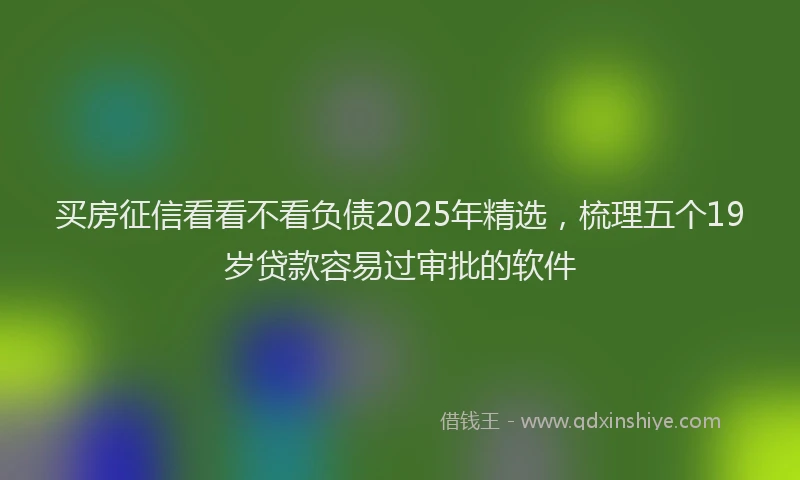 买房征信看看不看负债2025年精选，梳理五个19岁贷款容易过审批的软件