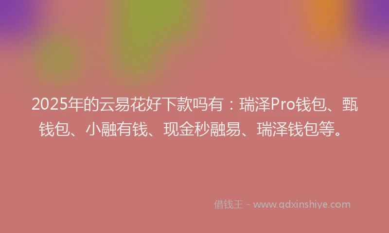 2025年的云易花好下款吗有：瑞泽Pro钱包、甄钱包、小融有钱、现金秒融易、瑞泽钱包等。
