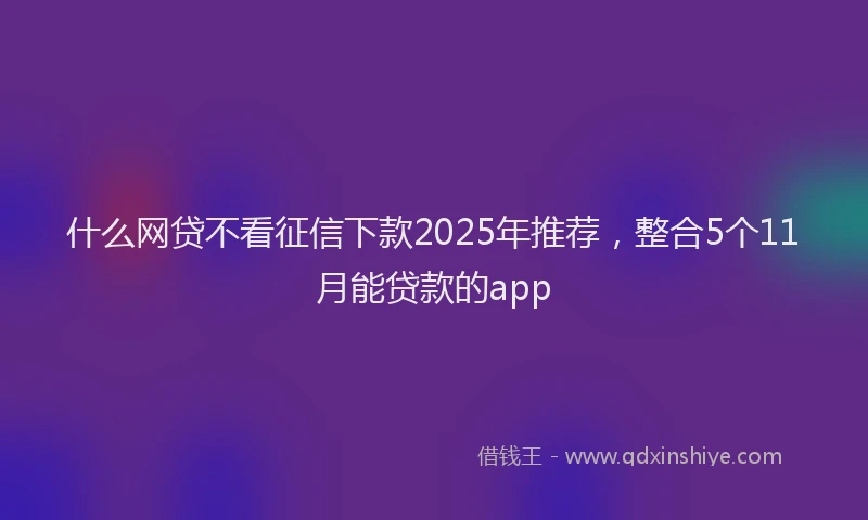 什么网贷不看征信下款2025年推荐，整合5个11月能贷款的app