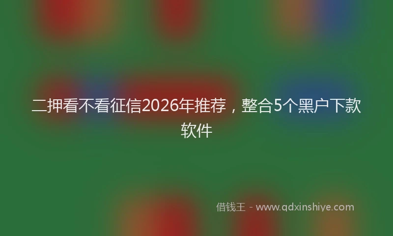 二押看不看征信2026年推荐，整合5个黑户下款软件