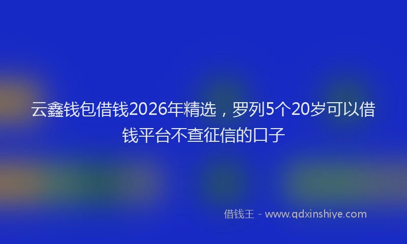 云鑫钱包借钱2026年精选,罗列5个20岁可以借钱平台不查征信的口子