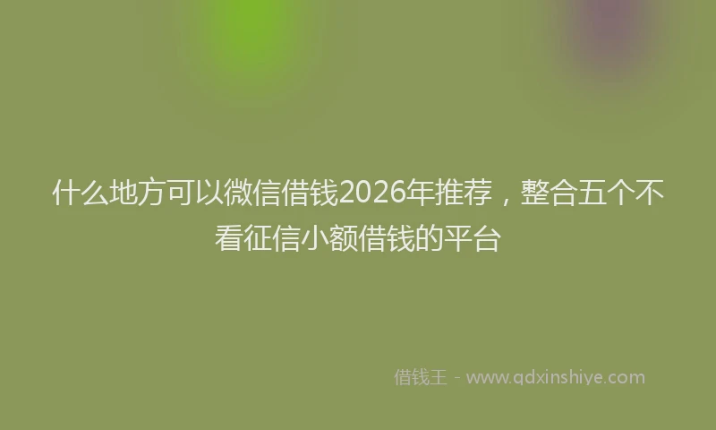 什么地方可以微信借钱2026年推荐，整合五个不看征信小额借钱的平台