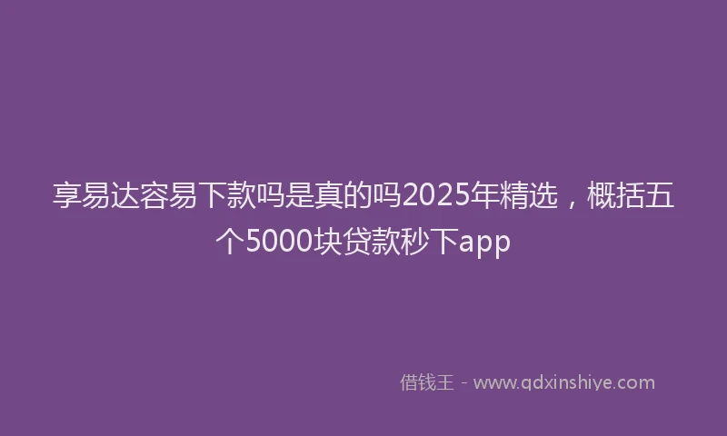 享易达容易下款吗是真的吗2025年精选，概括五个5000块贷款秒下app