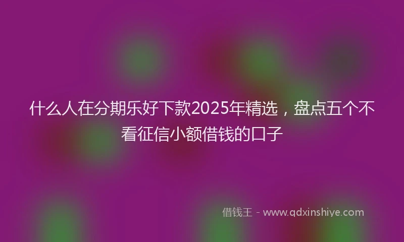 什么人在分期乐好下款2025年精选，盘点五个不看征信小额借钱的口子