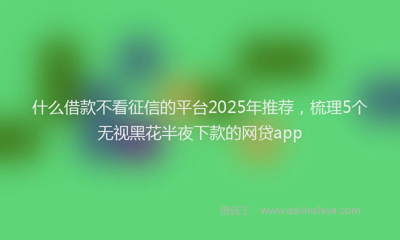什么借款不看征信的平台2025年推荐，梳理5个无视黑花半夜下款的网贷app