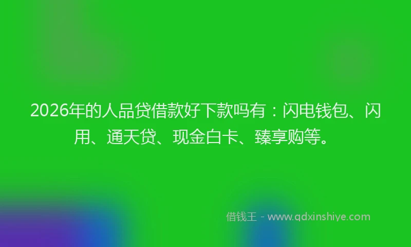 2026年的人品贷借款好下款吗有：闪电钱包、闪用、通天贷、现金白卡、臻享购等。