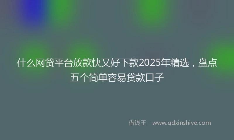 什么网贷平台放款快又好下款2025年精选，盘点五个简单容易贷款口子