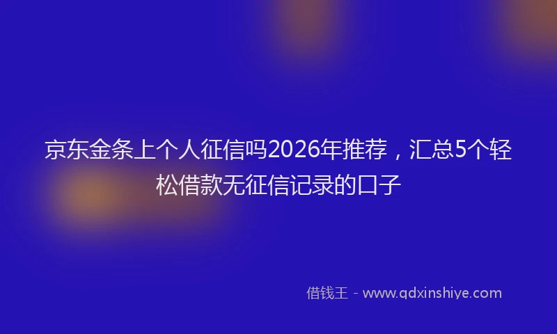 京东金条上个人征信吗2026年推荐，汇总5个轻松借款无征信记录的口子