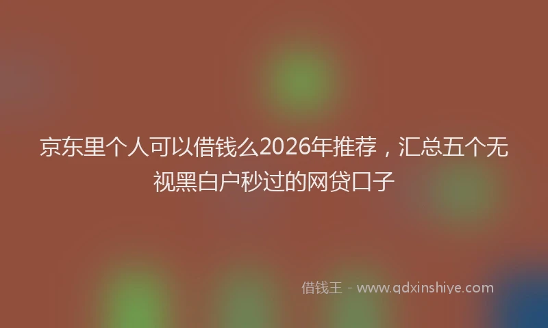 京东里个人可以借钱么2026年推荐，汇总五个无视黑白户秒过的网贷口子