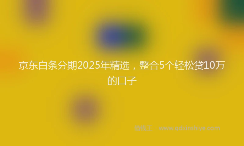 京东白条分期2025年精选，整合5个轻松贷10万的口子