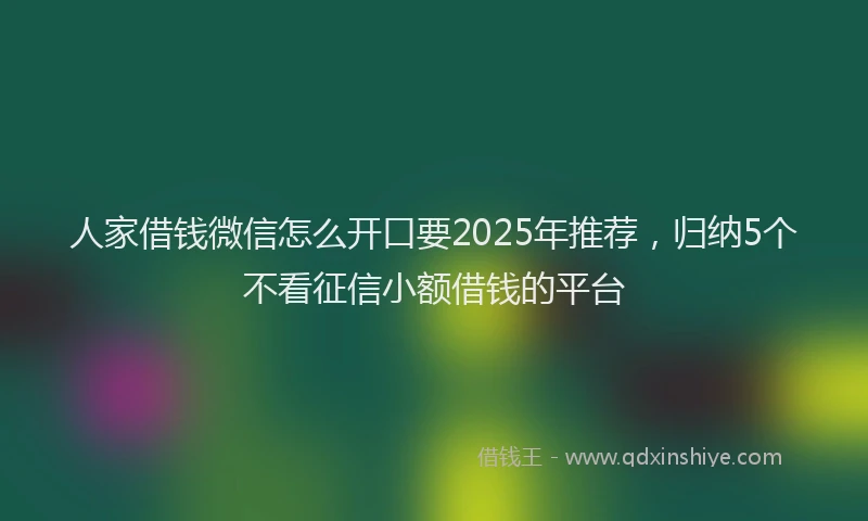 人家借钱微信怎么开口要2025年推荐，归纳5个不看征信小额借钱的平台