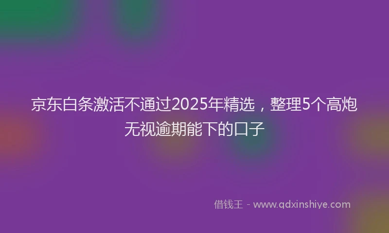 京东白条激活不通过2025年精选，整理5个高炮无视逾期能下的口子