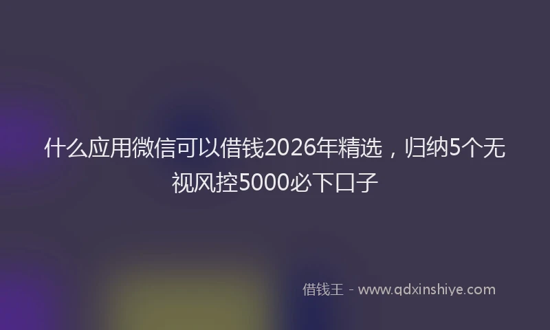 什么应用微信可以借钱2026年精选,归纳5个无视风控5000必下口子