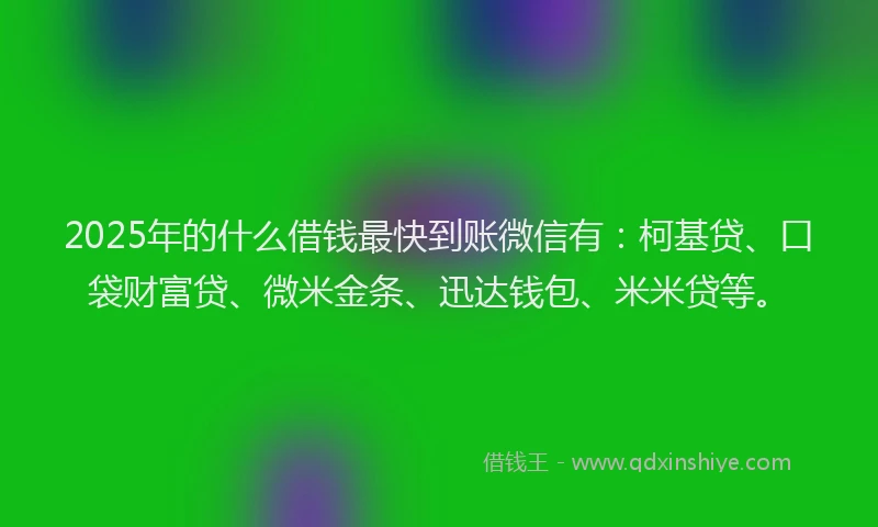 2025年的什么借钱最快到账微信有：柯基贷、口袋财富贷、微米金条、迅达钱包、米米贷等。