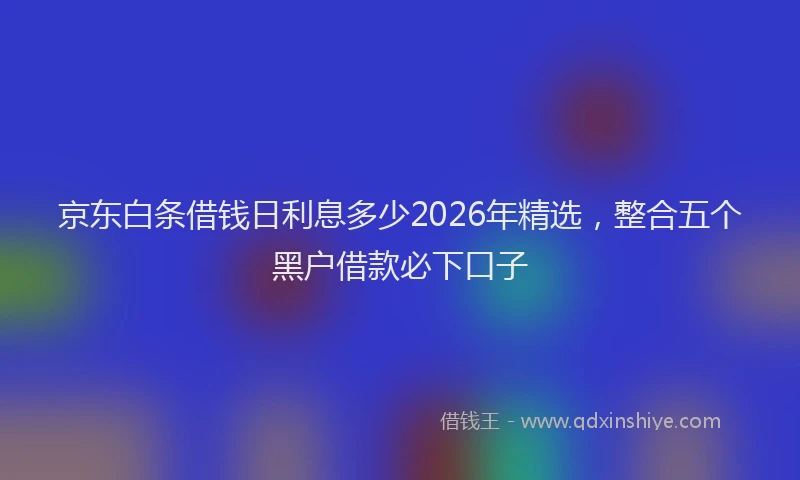 京东白条借钱日利息多少2026年精选，整合五个黑户借款必下口子