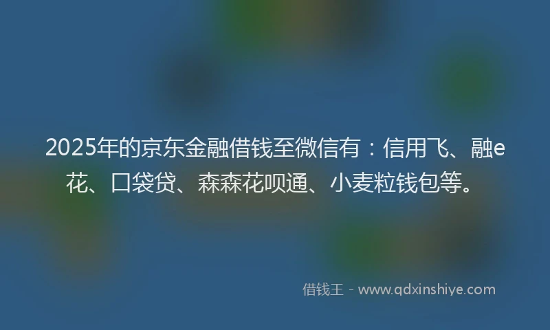 2025年的京东金融借钱至微信有：信用飞、融e花、口袋贷、森森花呗通、小麦粒钱包等。