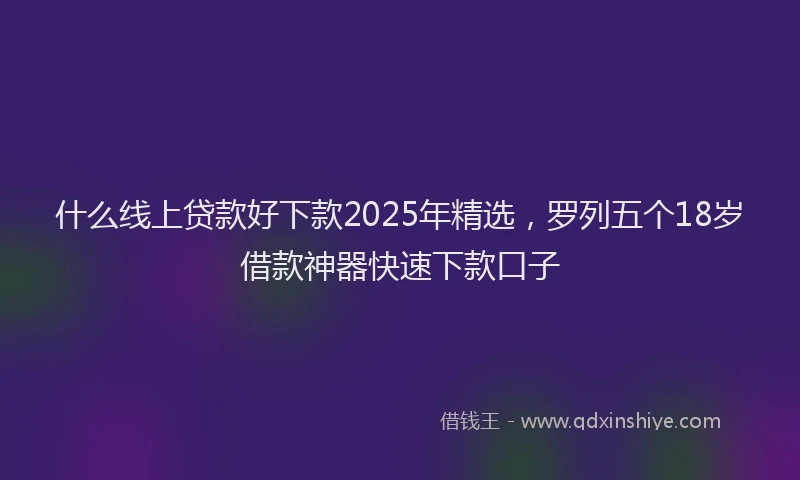 什么线上贷款好下款2025年精选，罗列五个18岁借款神器快速下款口子